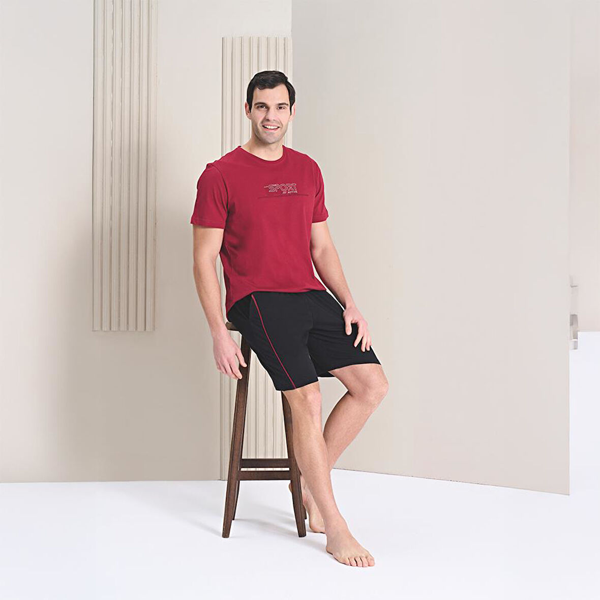 Over Sleep 1792 Erkek Yazlık Şortlu Kısa Kol Pijama Takım