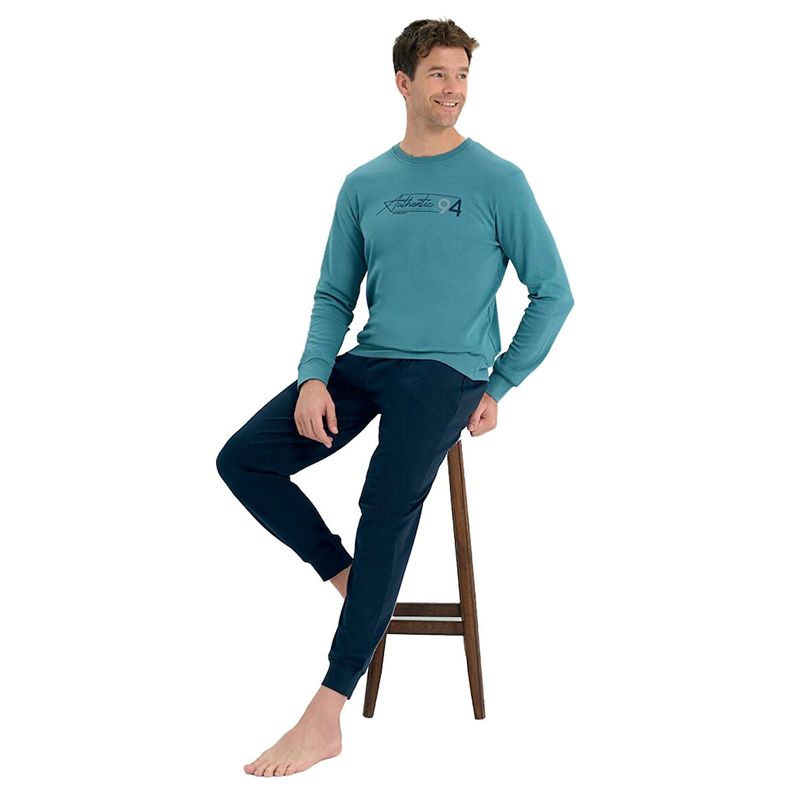 Over Sleep 2222 Erkek Kışlık Interlok Pijama Takım