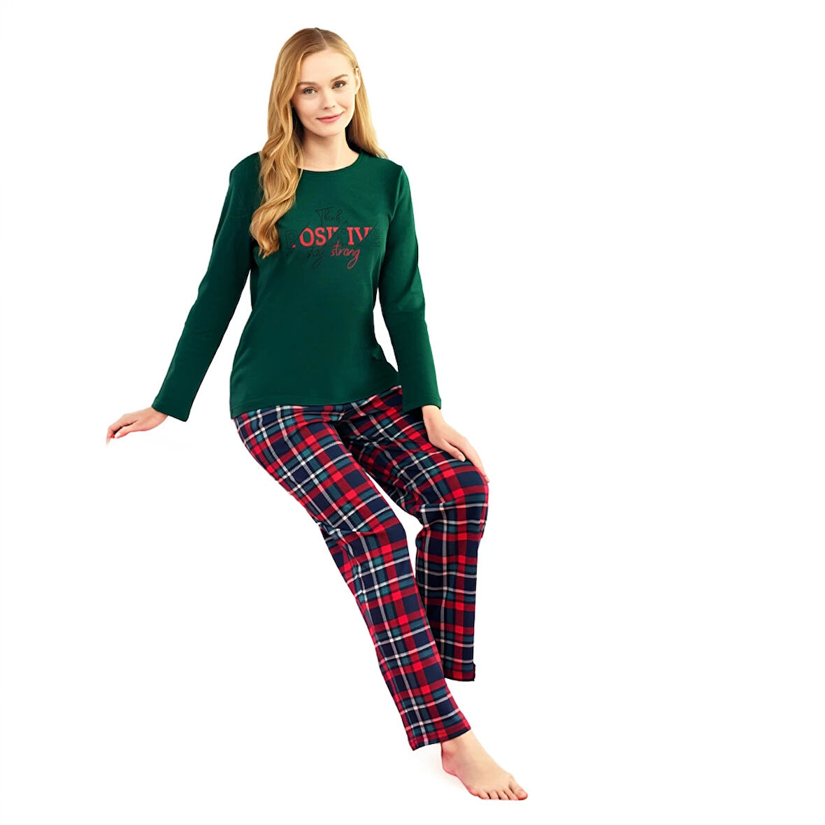 Over Sleep 3252 Kadın Eşli Yılbaşı Pijama Takımı