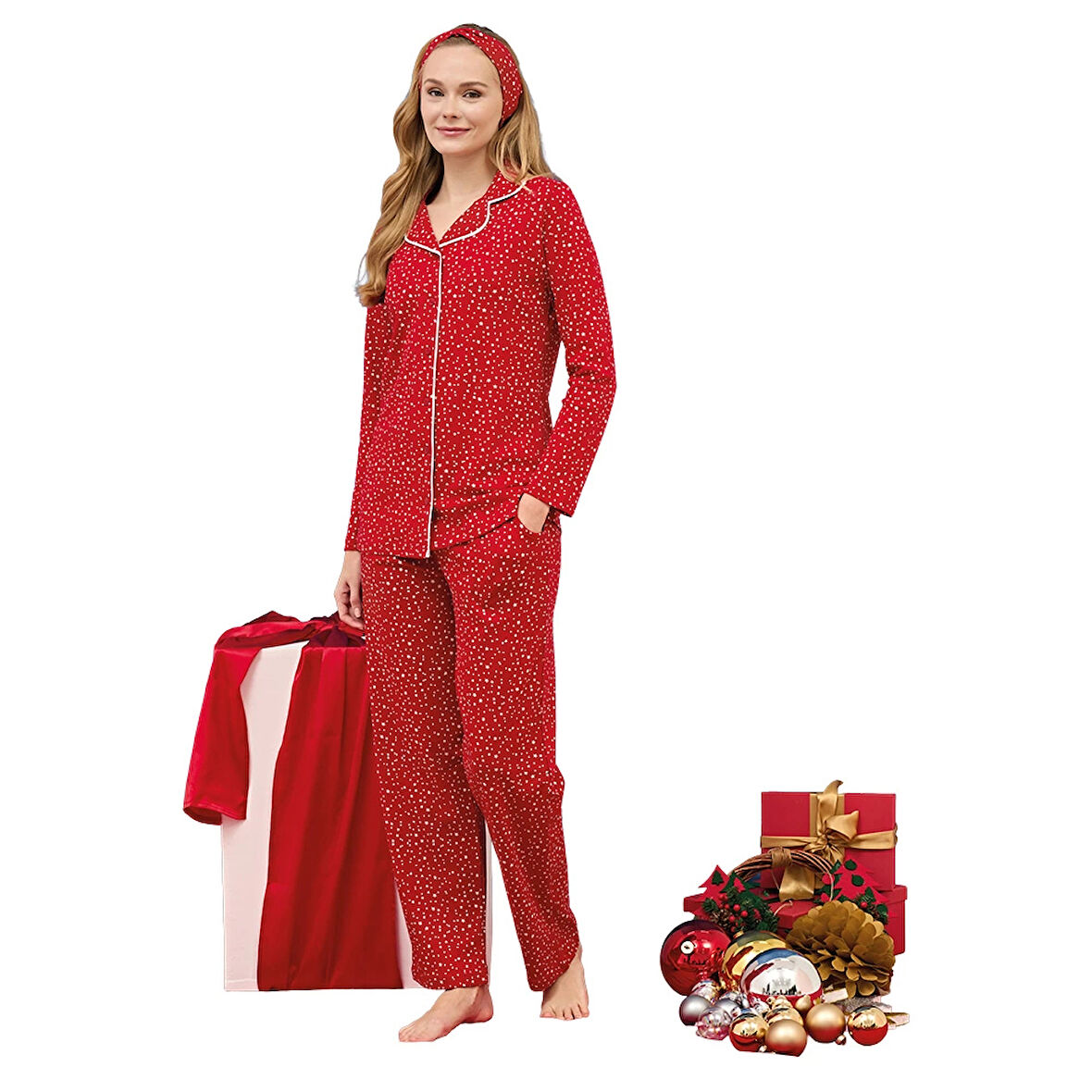 Over Sleep 3255 Kadın Önü Düğmeli Yı Pijama Takımı