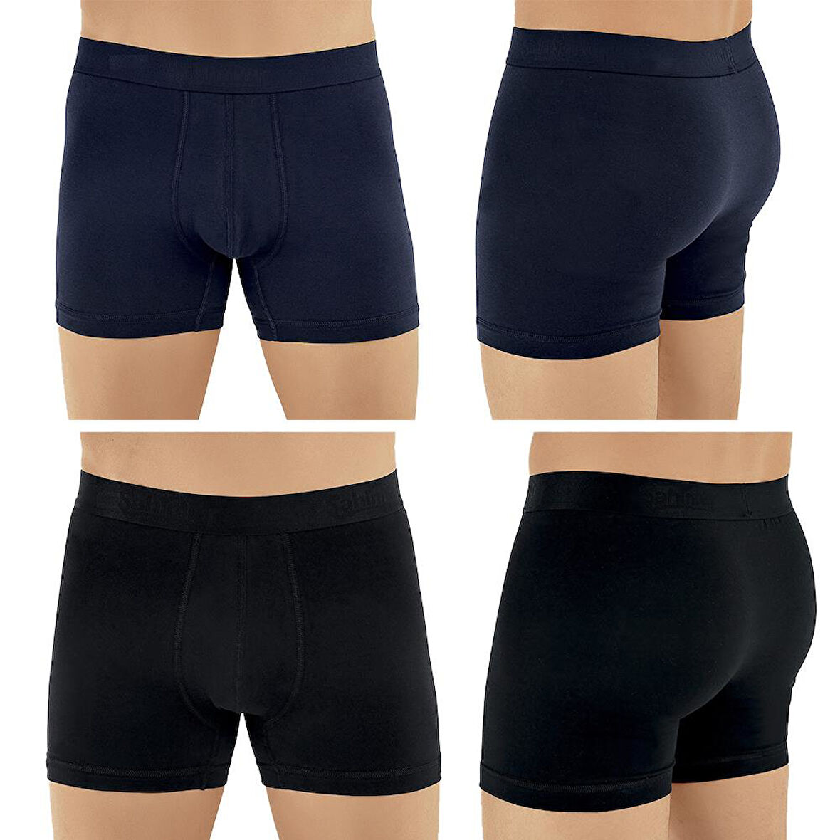 Şahinler E031 Erkek Likralı Boxer Külot 3Siyah-3Lacivert M