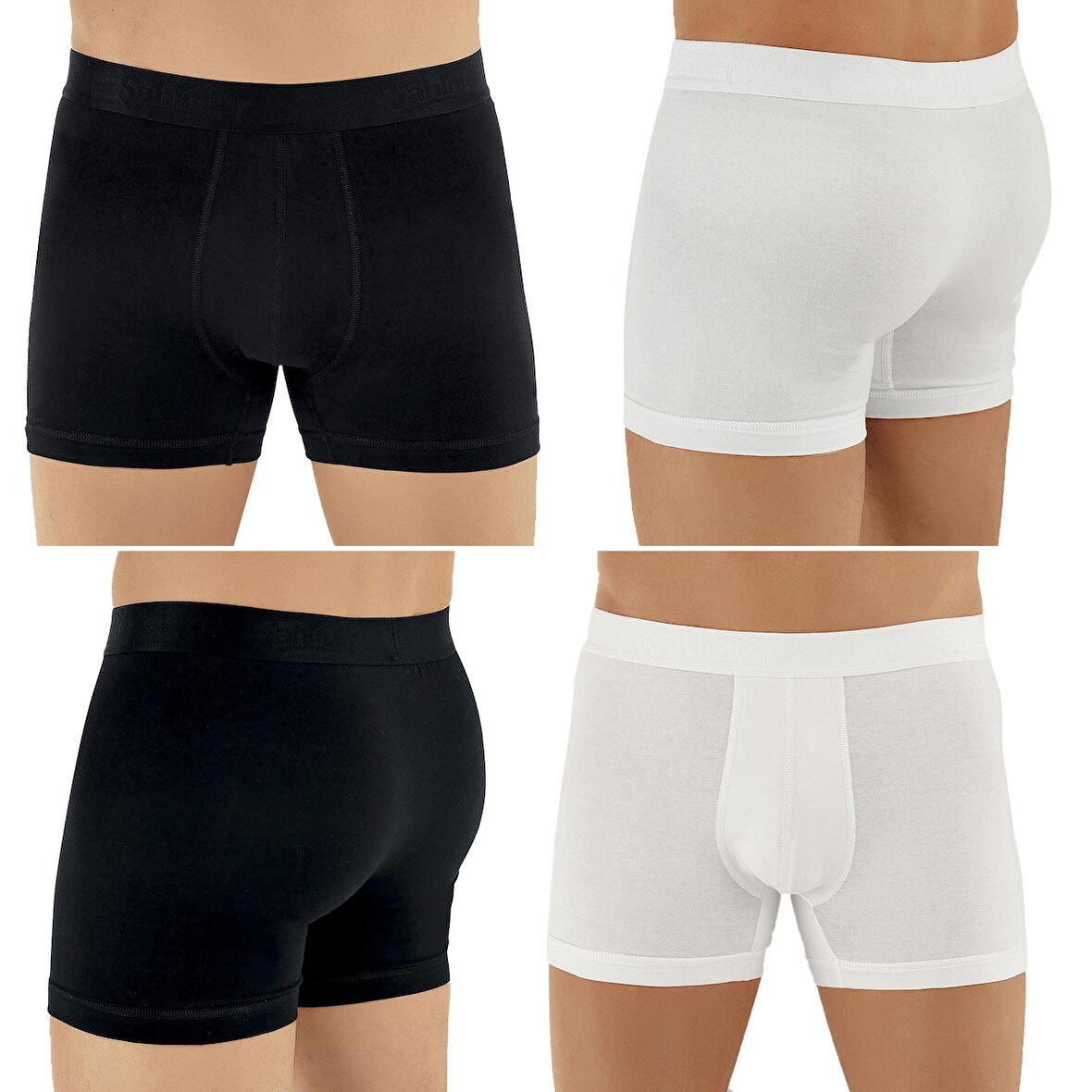 Şahinler E031 Erkek Likralı Boxer Külot 3Beyaz-3Siyah XXL