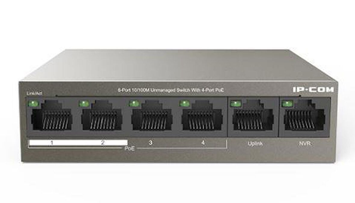 IP-COM F1106P-4-63W 4 PORT 10/100+2X10/100 UPLINK 58W POE SWITCH 