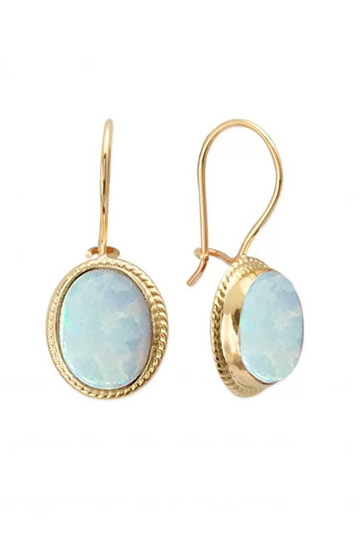 Opal Taşlı Altın Küpe