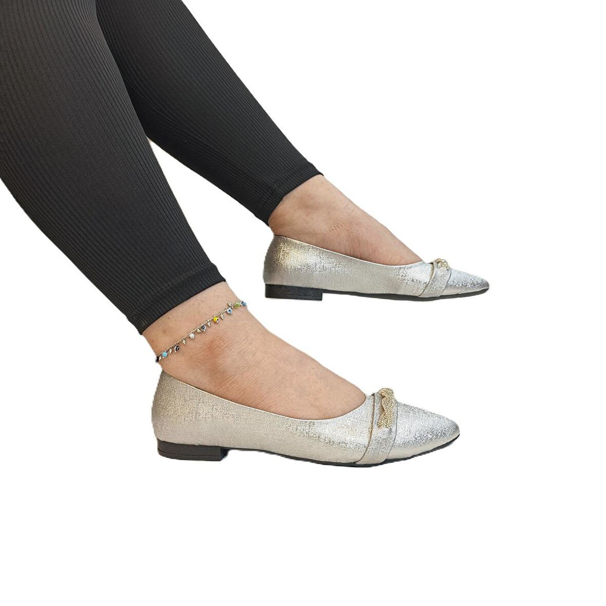 Fiyra 4006 Gümüş Örgü Taşlı Şık Düğünlük Günlük Kadın Babet