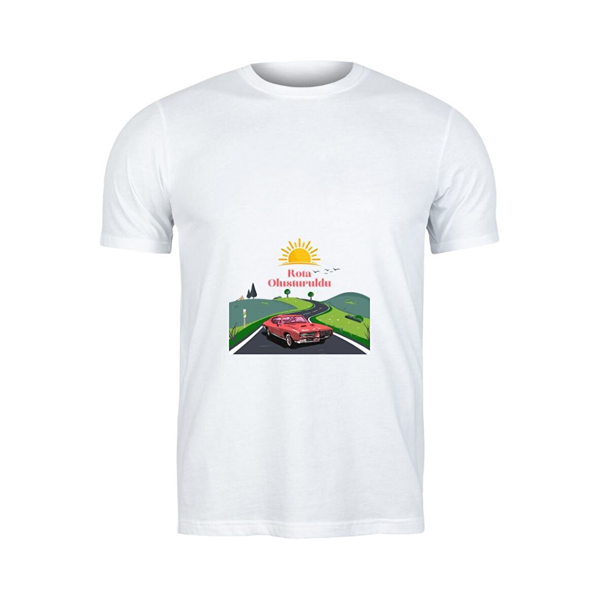 Rota Oluşturuldu Baskılı Tişört – Eğlenceli ve Mizahi Tasarım Tişört