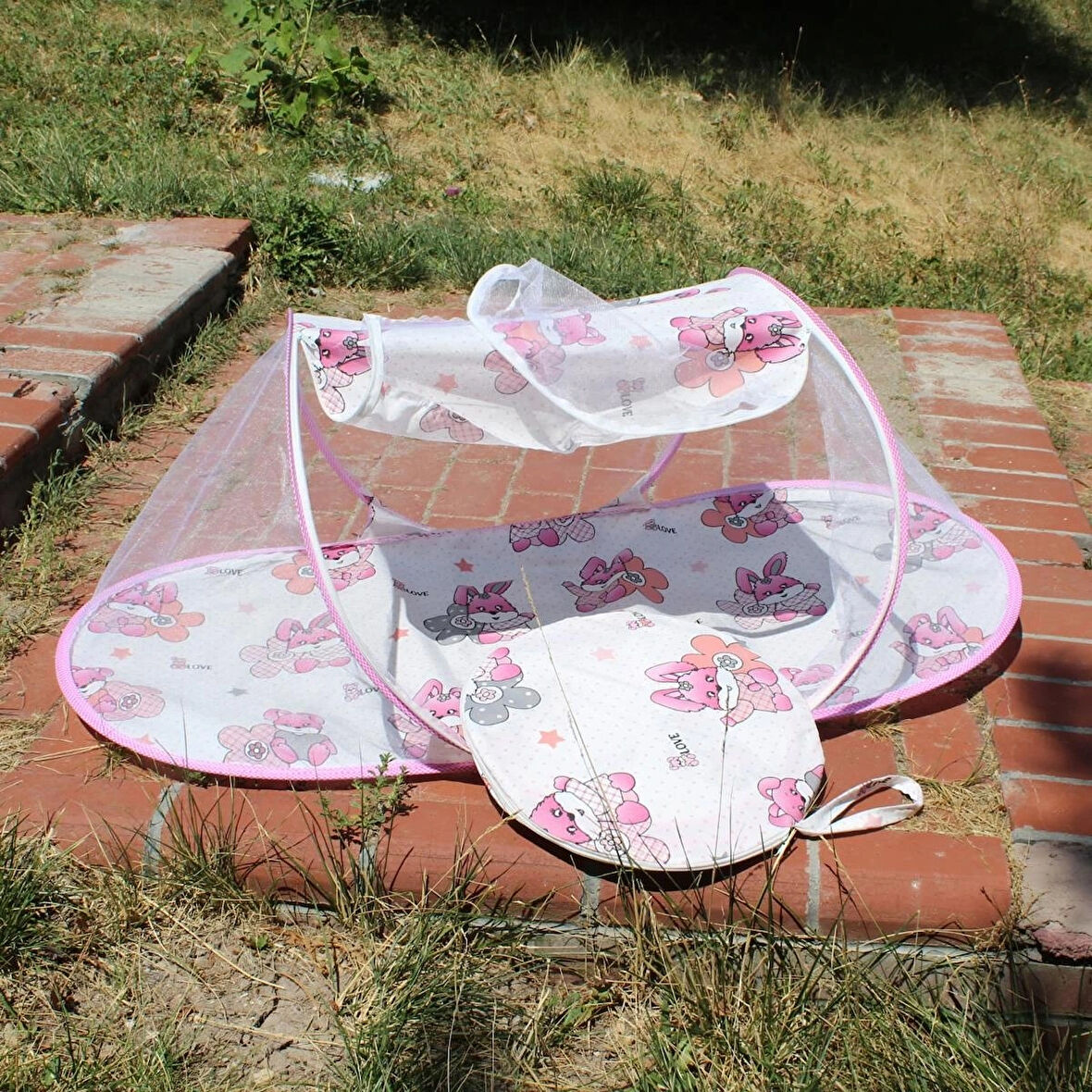 Katlanabilir Pembe Bebek Cibinlik Tül Sineklik Haşere Koruyucu Portatif Bebek Gölgelik Çadırı