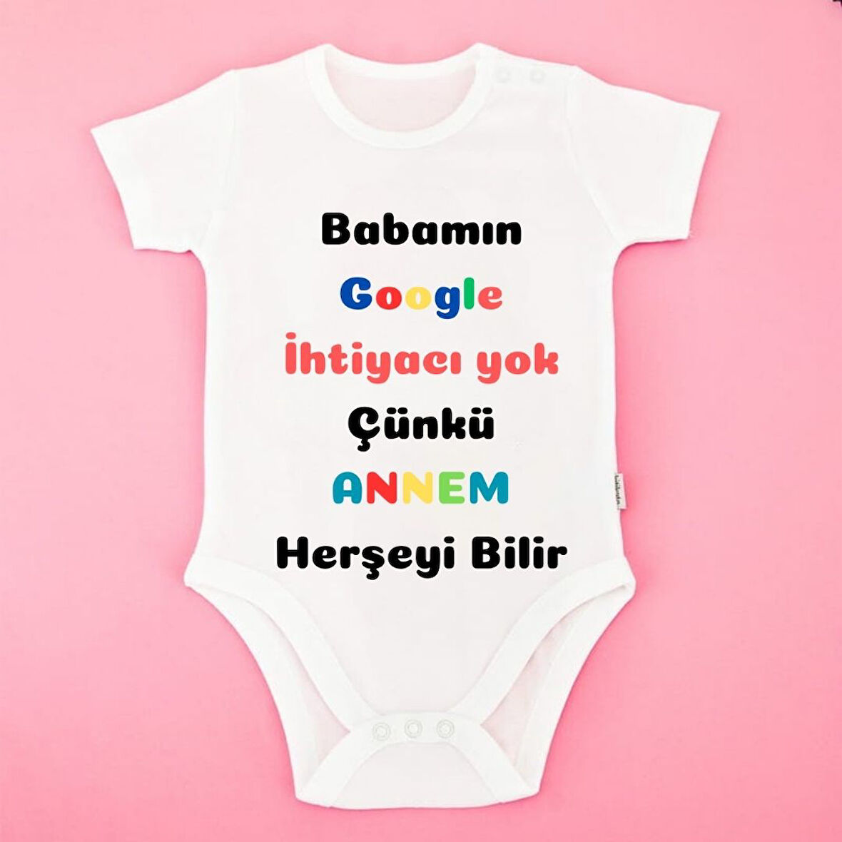 Komik Sözlü Anne Temalı Bebek Zıbını – “Babamın Google’a İhtiyacı Yok” Tasarım Body