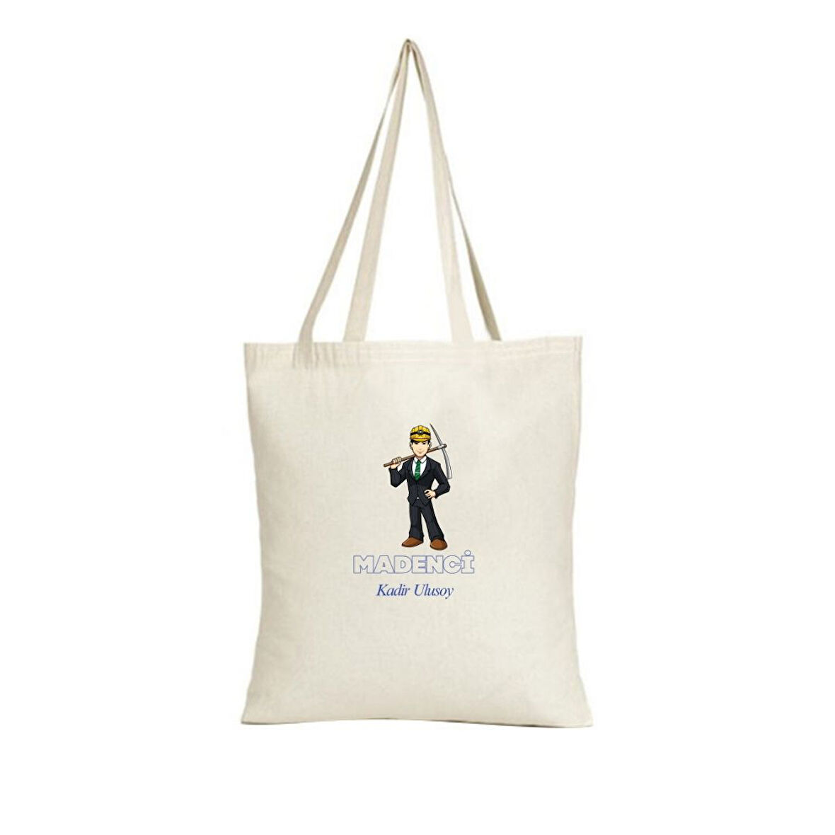 Kişiye Özel Madenci Tasarımlı Bez Çanta – İsim Yazılabilir Hediyelik Omuz Çantası