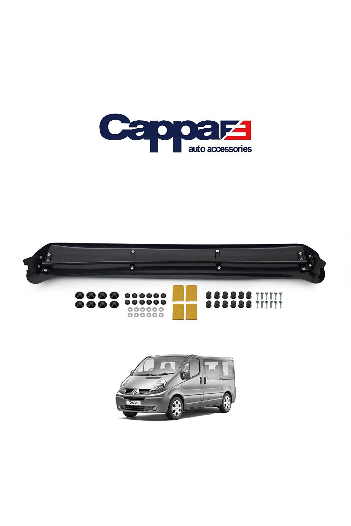 Renault Trafic Ön Cam Güneşliği Siperlik Akrilik Vizör Şapka Terek Piano Black 2001-2014