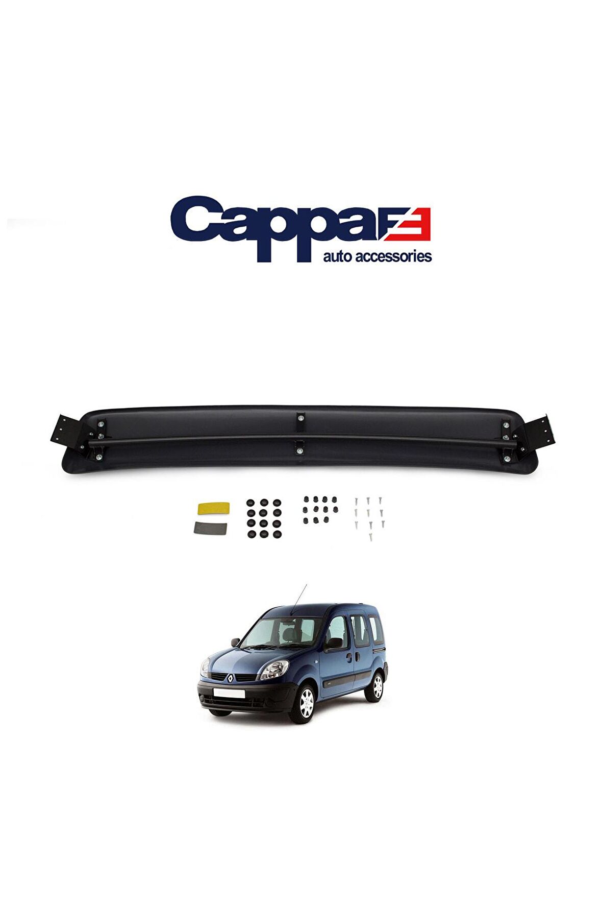 Renault Kangoo Ön Cam Güneşliği Siperlik Akrilik Vizör Şapka Terek Piano Black 1998-2008