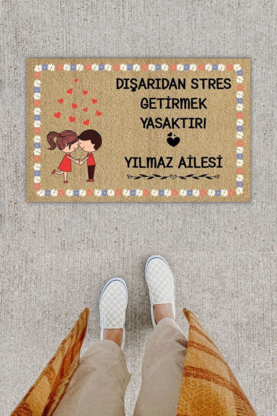 Kişiye Özel Üretim Köpek Sevmeyen Giremez Yazılı Kapı Önü Paspası