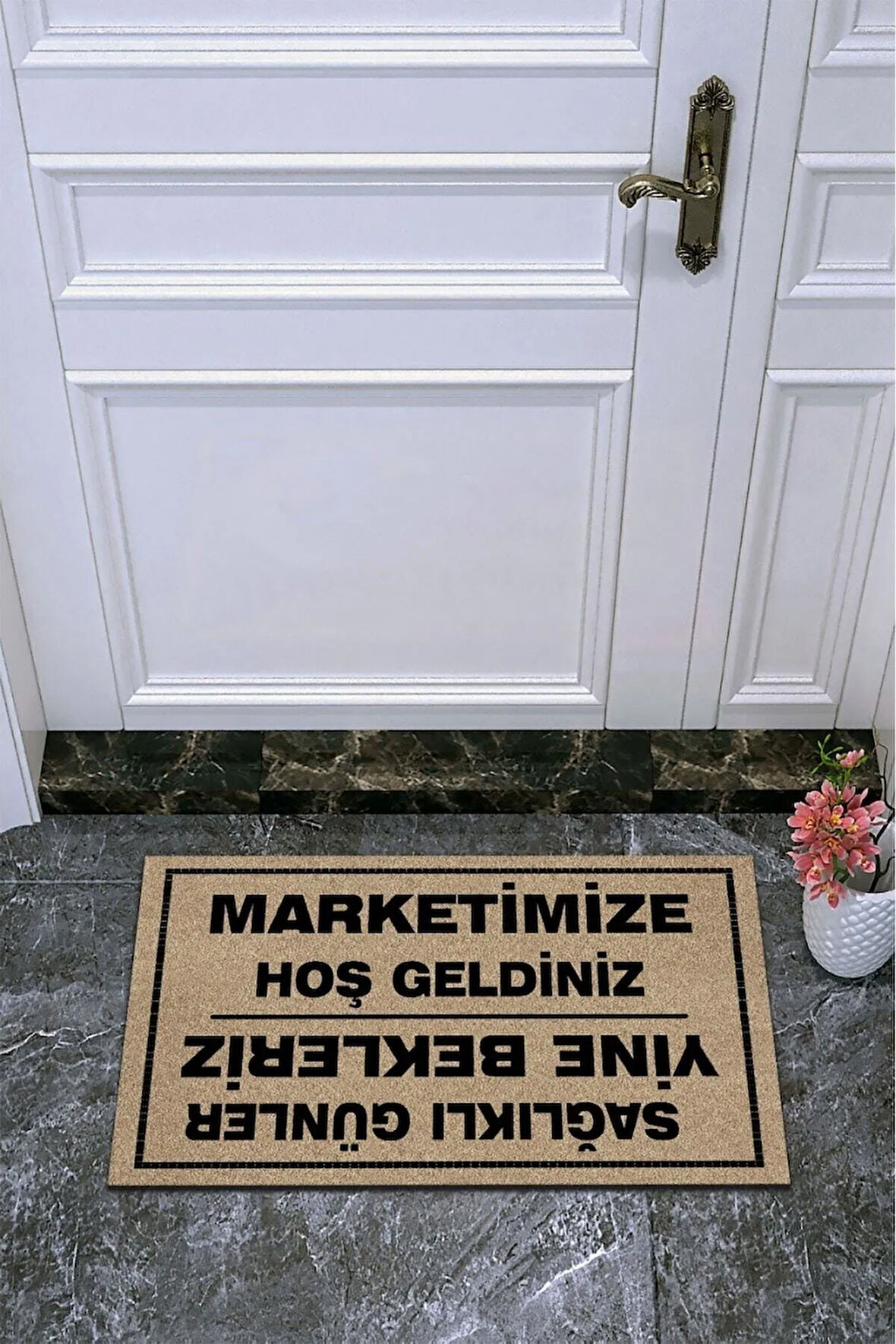 Çok Amaçlı Dijital Ho Ho Ho Yazılı Kahve Renk Kapı Paspası Dış Mekan Paspas