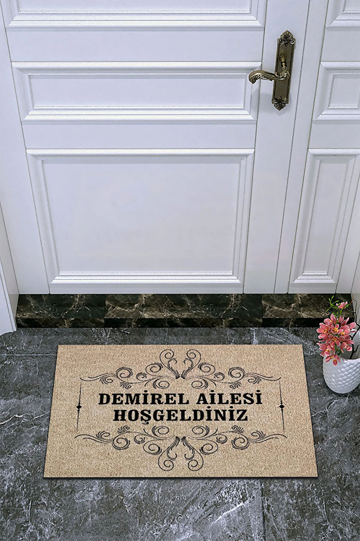 Kapı Paspası Renkli Kelebekler Hoşgeldiniz Yazılı Kapı Önü Paspas