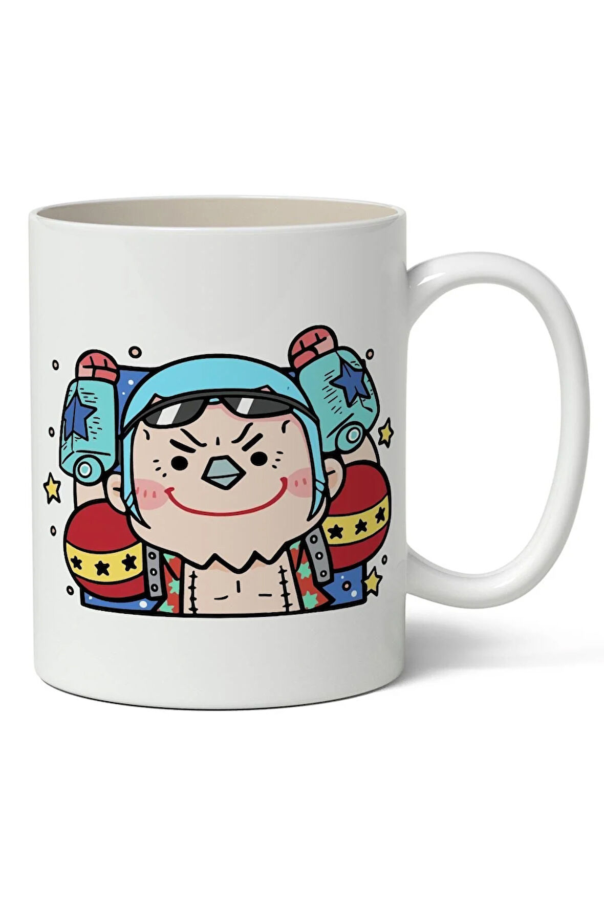 One Piece Franky Cute Anime Temalı Beyaz Kupa Premium Bardak Porselen