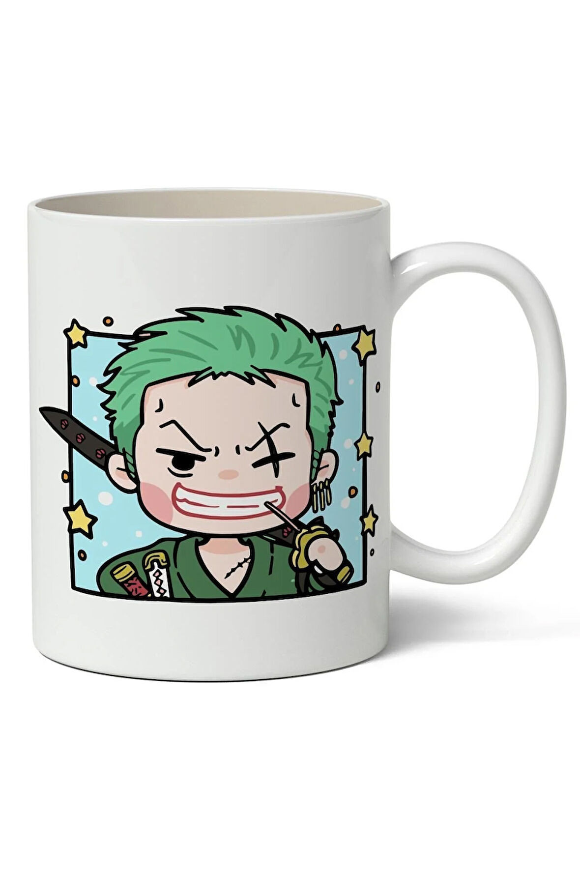 One Piece Zoro Cute Avatar Anime Temalı Beyaz Kupa Premium Bardak Porselen