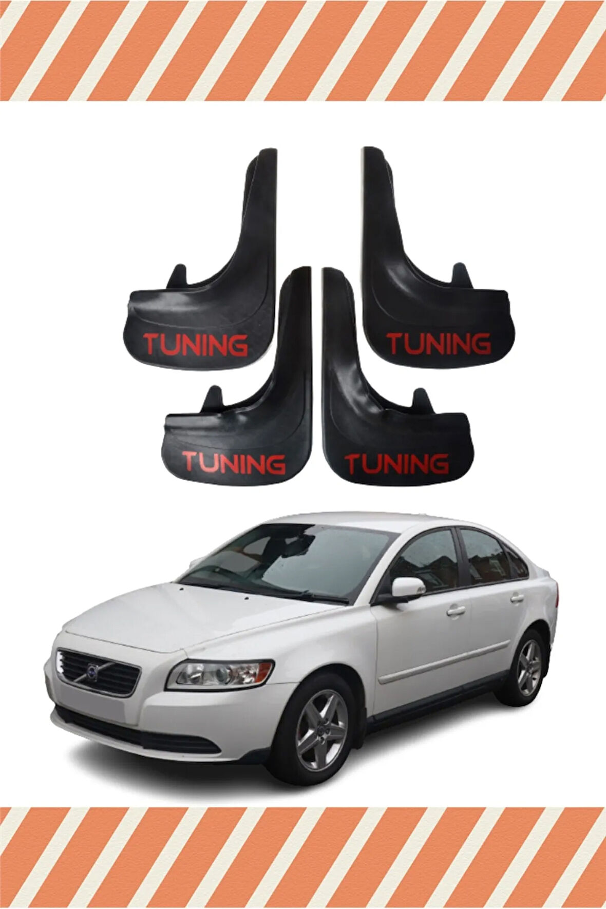Volvo S40 Tuning yazılı 4’lü tozluk çamurluk paçalık modern tasarım
