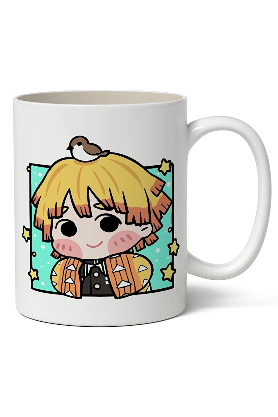 Demon Slayer: Kimetsu no Yaiba Zenitsu Anime Baskılı Beyaz Porselen Kupa Bardak