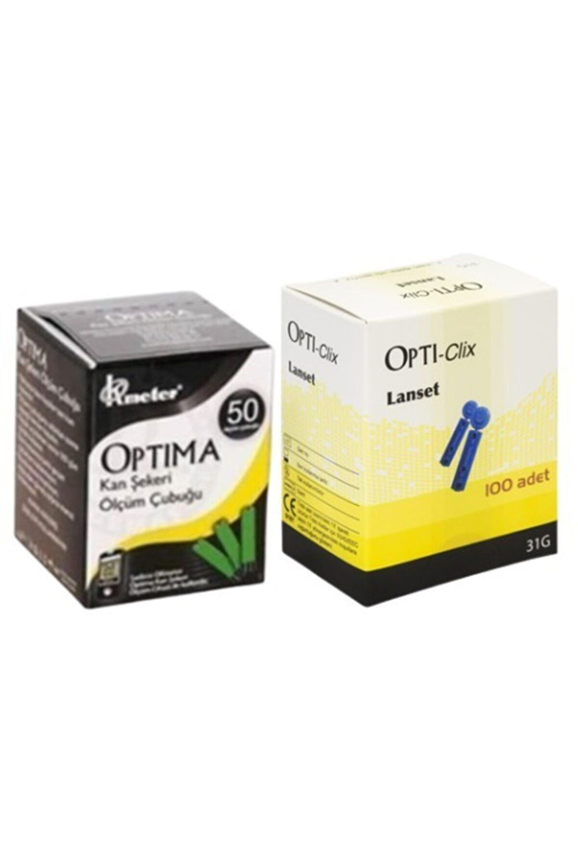 1 Kutu Strip (50 Adet) + 1 Kutu (100 Adet) Opti-clix Parmak