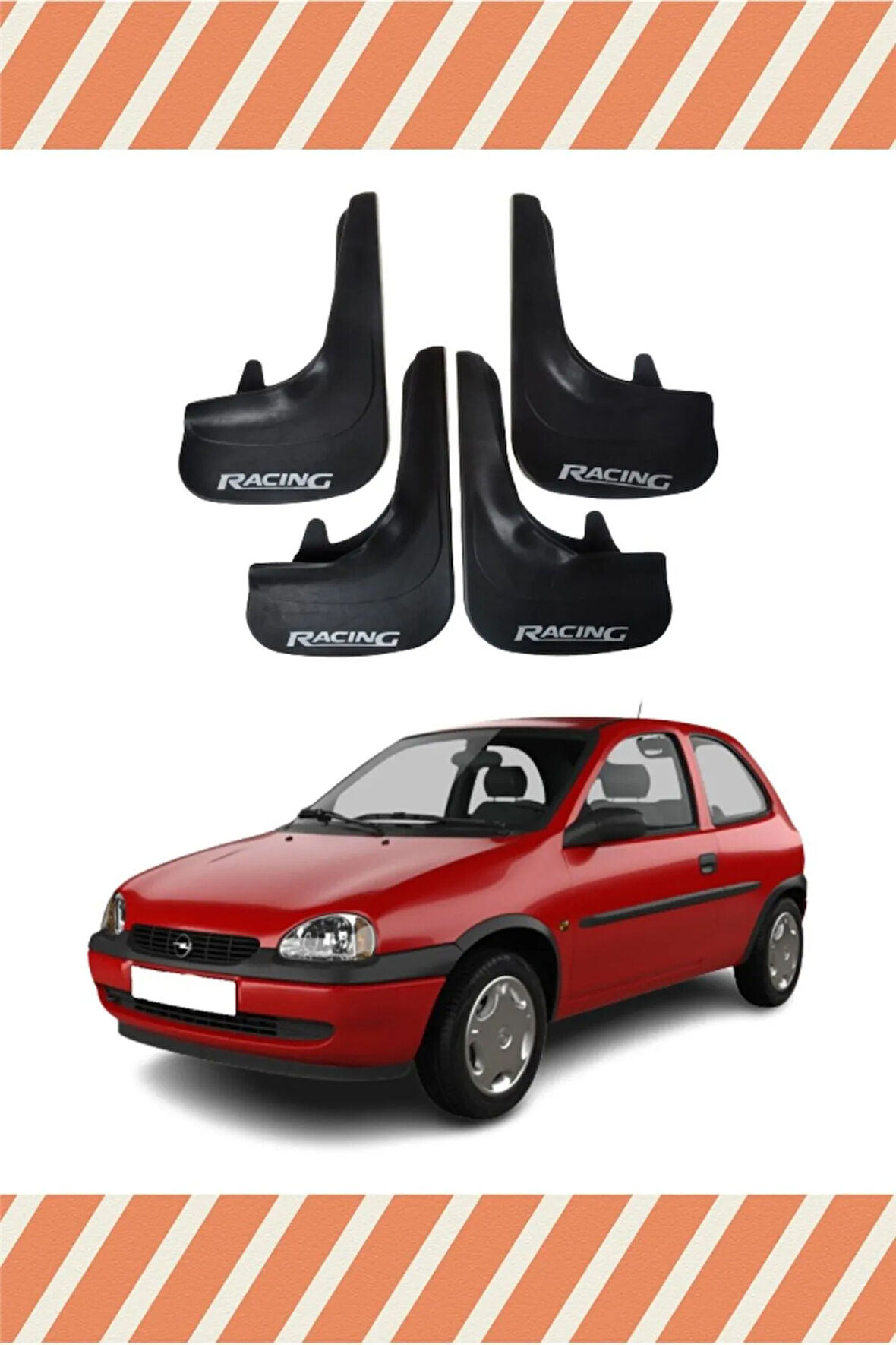 Opel Corsa Racing yazılı 4’lü tozluk çamurluk paçalık güçlü koruma