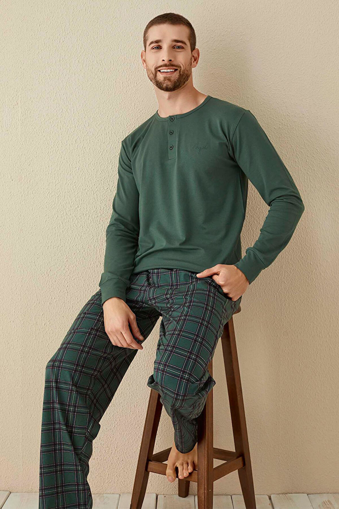 Aydoğan Erkek Civan Patlı Modal Çağla Yeşil Pijama Takımı 3337