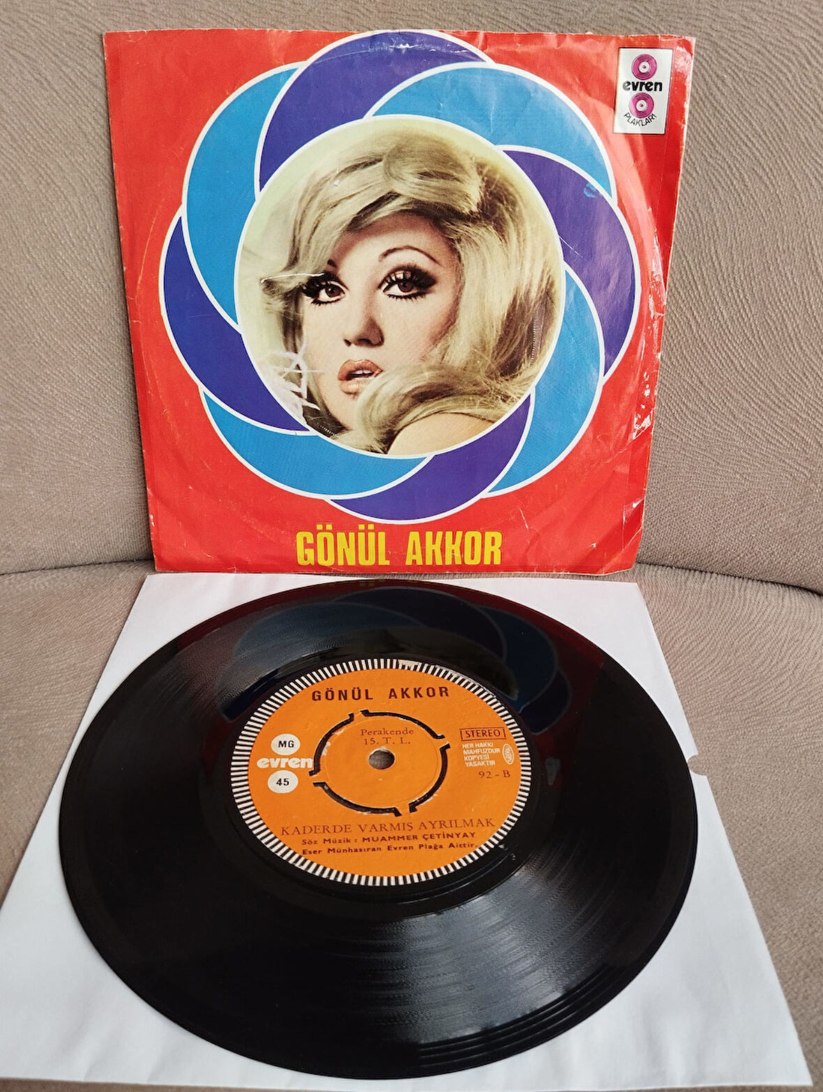 Gönül Akkor ‎– Zaman Kötü Korkuyorum / Kaderde Varmış Ayrılmak -  Türkiye Basım  45 lik Plak