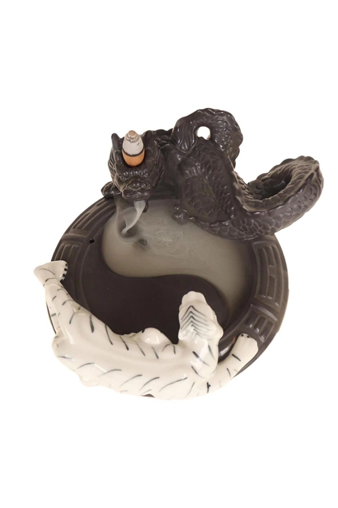 Geri akış tütsülük ejderha ying yang beyaz kaplan