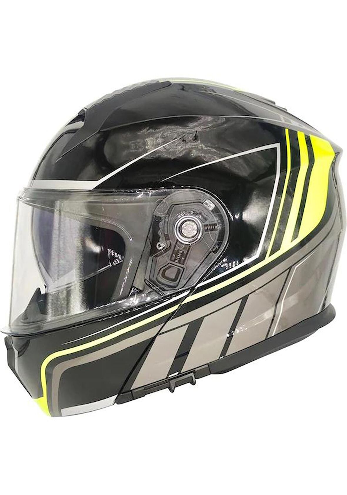 MTS M 966 SİYAH NEON YEŞİL ÇENE AÇILIR MOTOSİKLET KASK