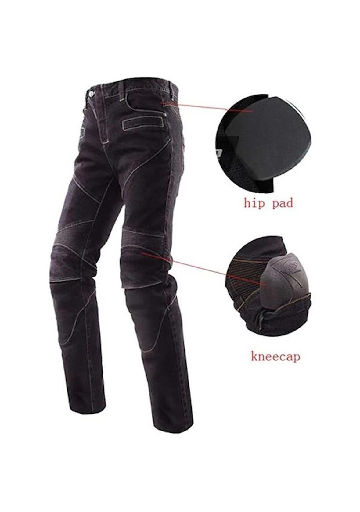 PROSEV P-050 MOTOSİKLET KEVLAR SİYAH KOT PANTOLON