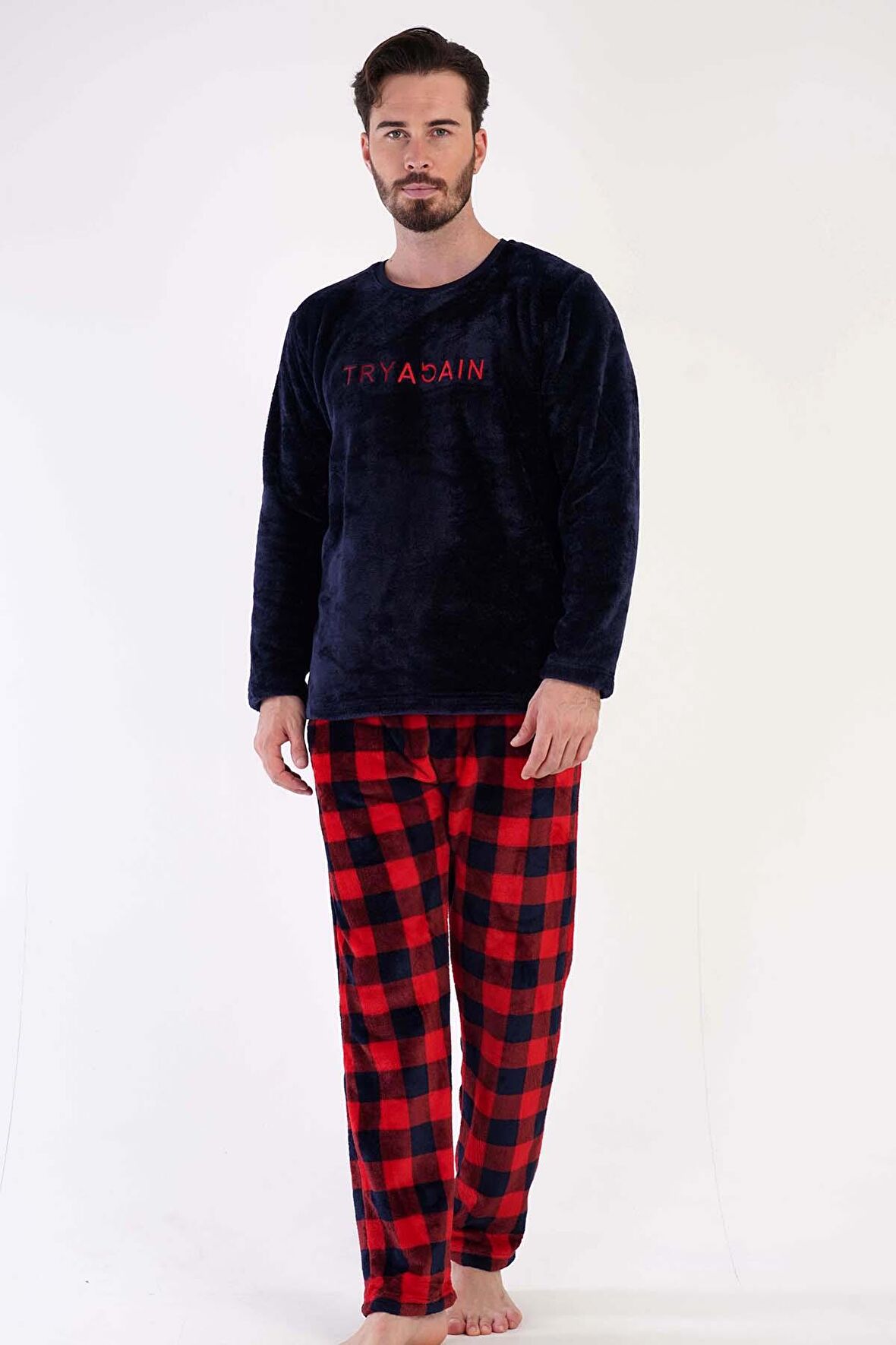 Erkek Uzun Kol Welsoft Lacivert Pijama Takım C3T0N4O084