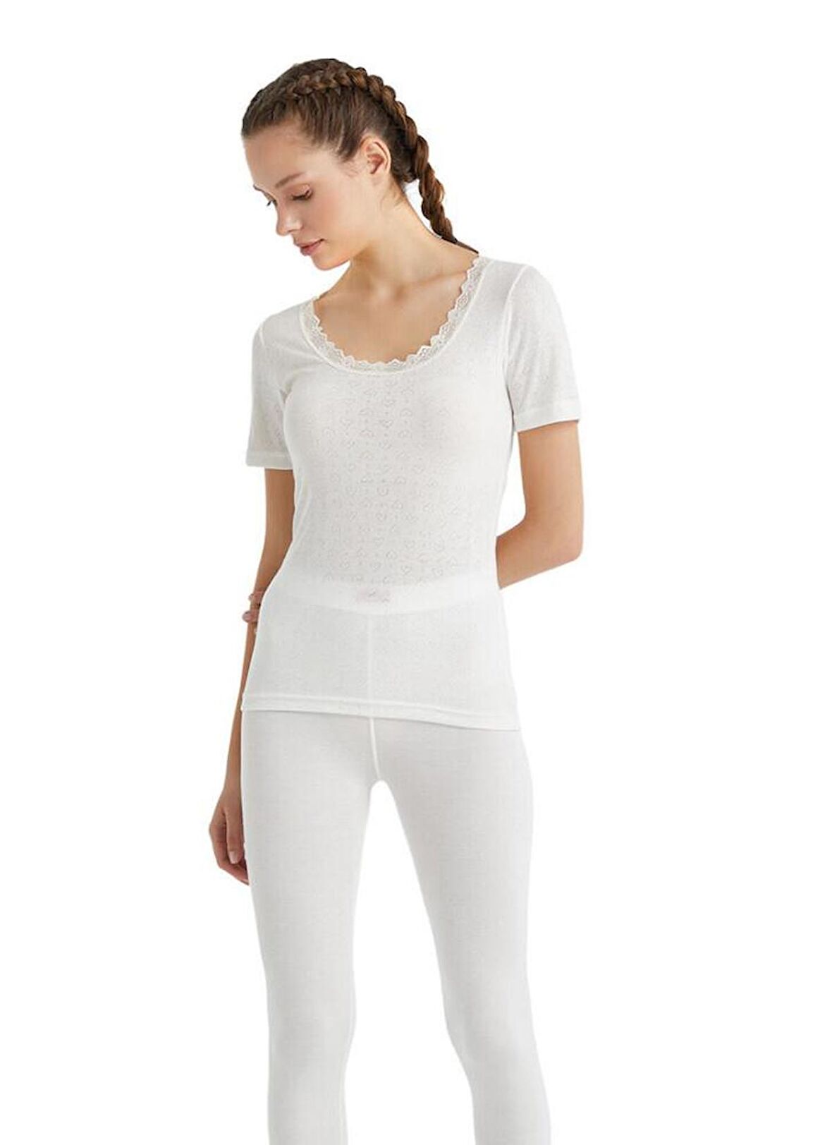 Kadın Kısa Kol Level 1 Beyaz Thermal C7T6N2O1