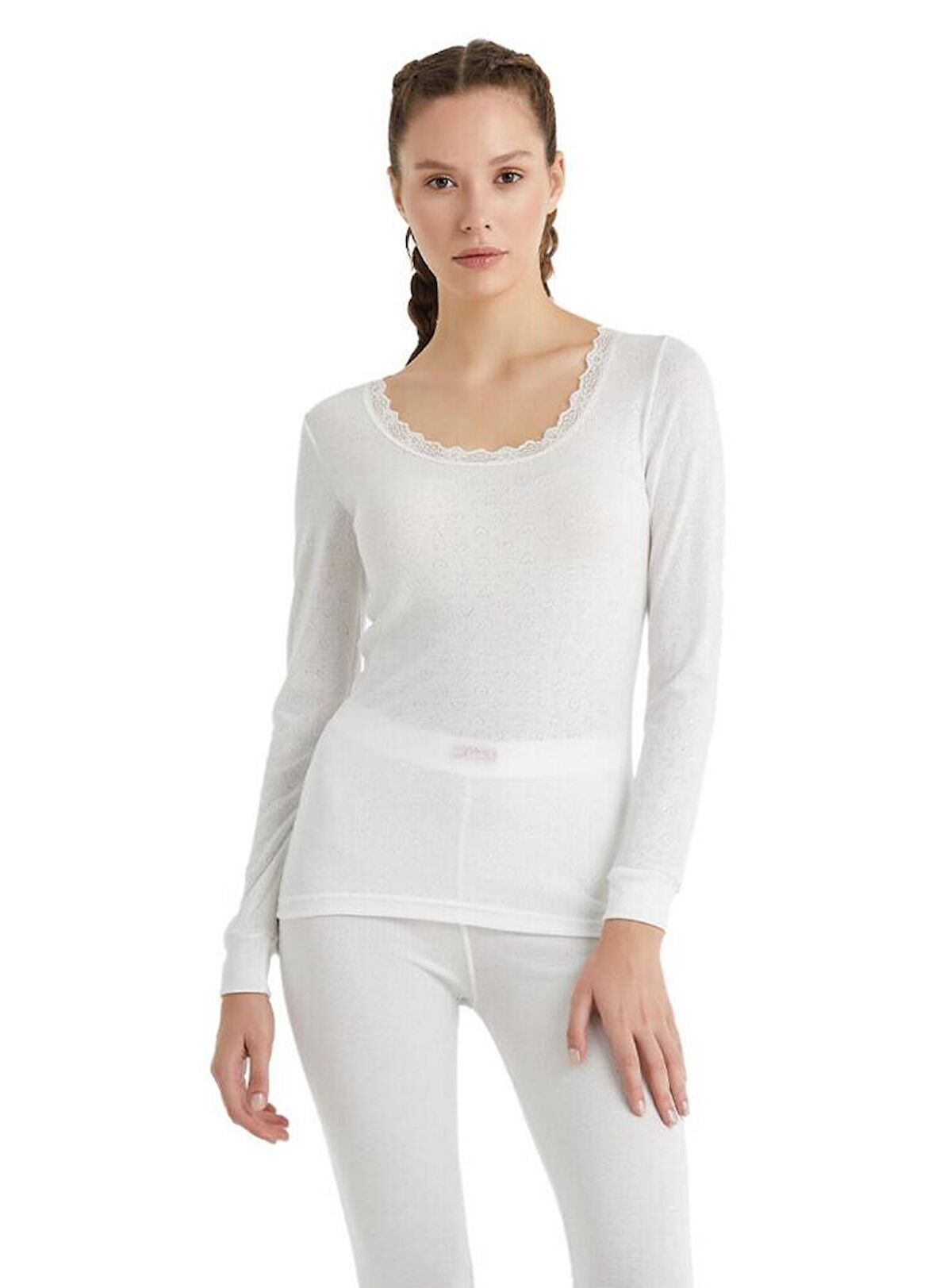 Kadın Uzun Kol Level 1 Beyaz Thermal C8T6N2O1