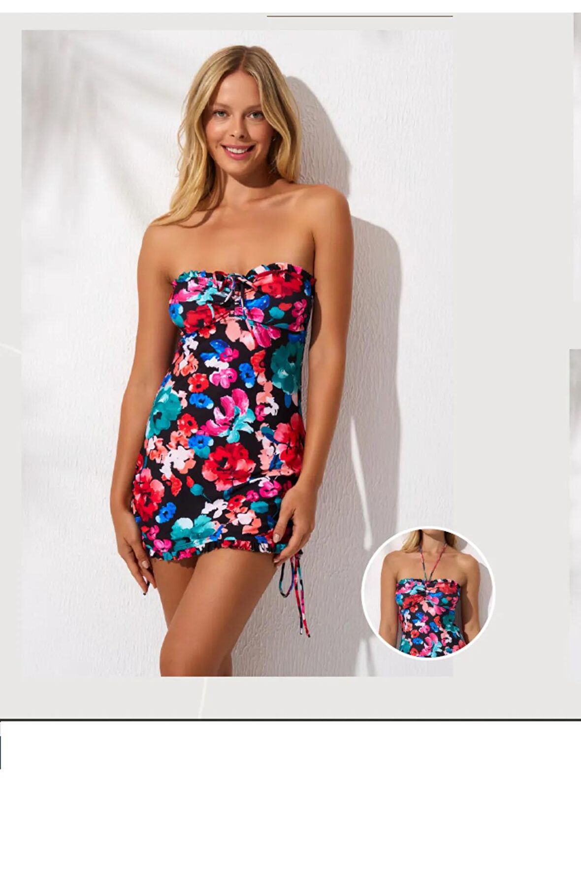 Kadın Soft Straplez Peony Elbise Mayo C0T3N1O142