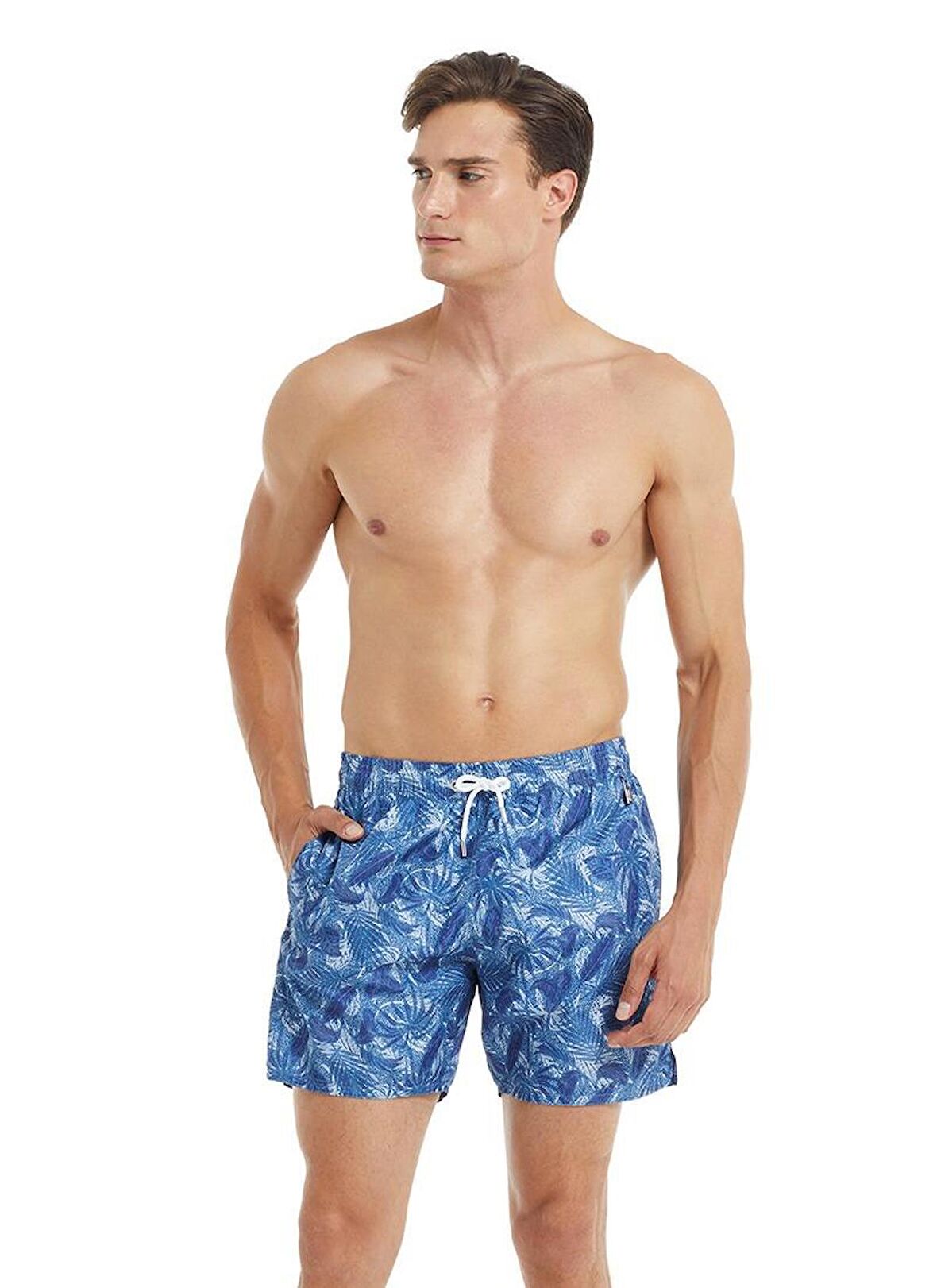 Erkek Desenli Denim Şort Mayo C6T3N0O01