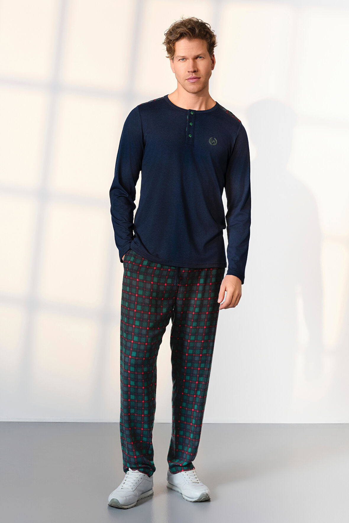 Erkek Uzun Kol Lacivert Pijama Takım C3T3N5O4