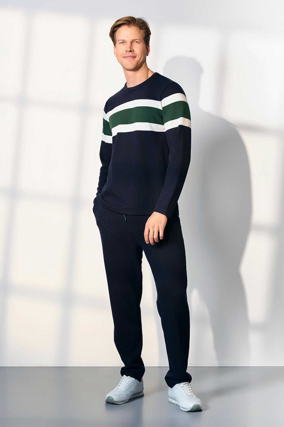 Erkek Uzun Kol Milano Ribana Lacivert Pijama Takım C7T4N5O4