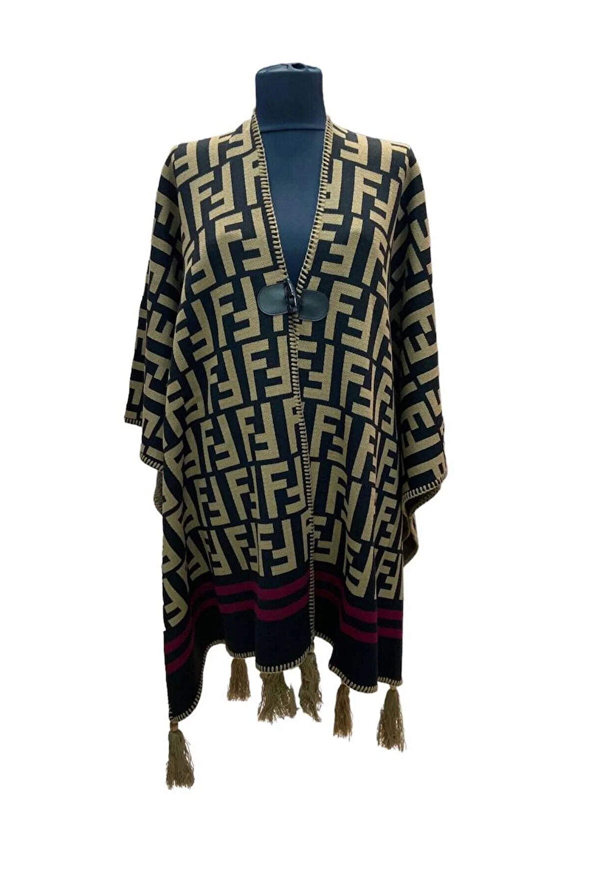 Akmoda Kalın Kışlık Triko Uzun  Panço