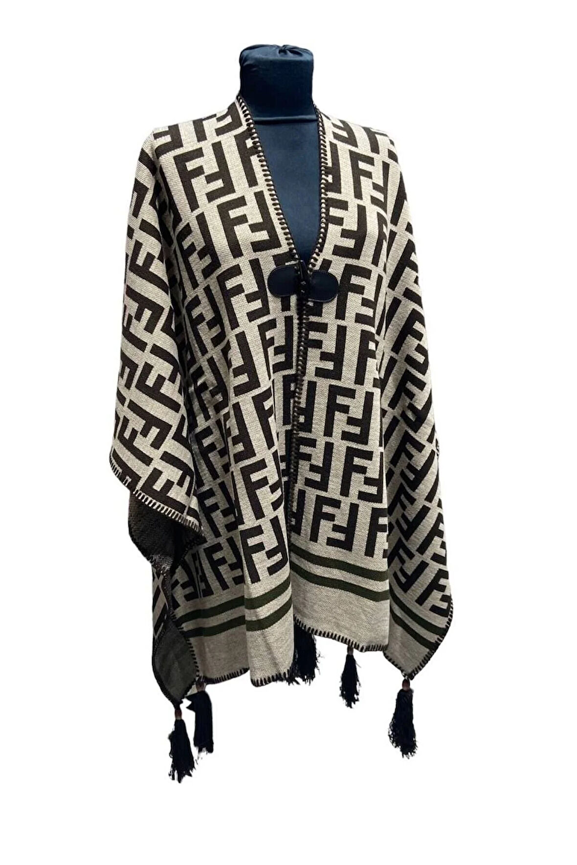 Akmoda Kalın Kışlık Triko Uzun  Panço