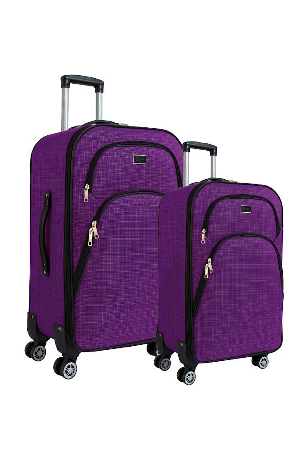 Gedox Orta ve Kabin Boy Valiz Seti 4 Teker Kumaş Valiz Mor 1081