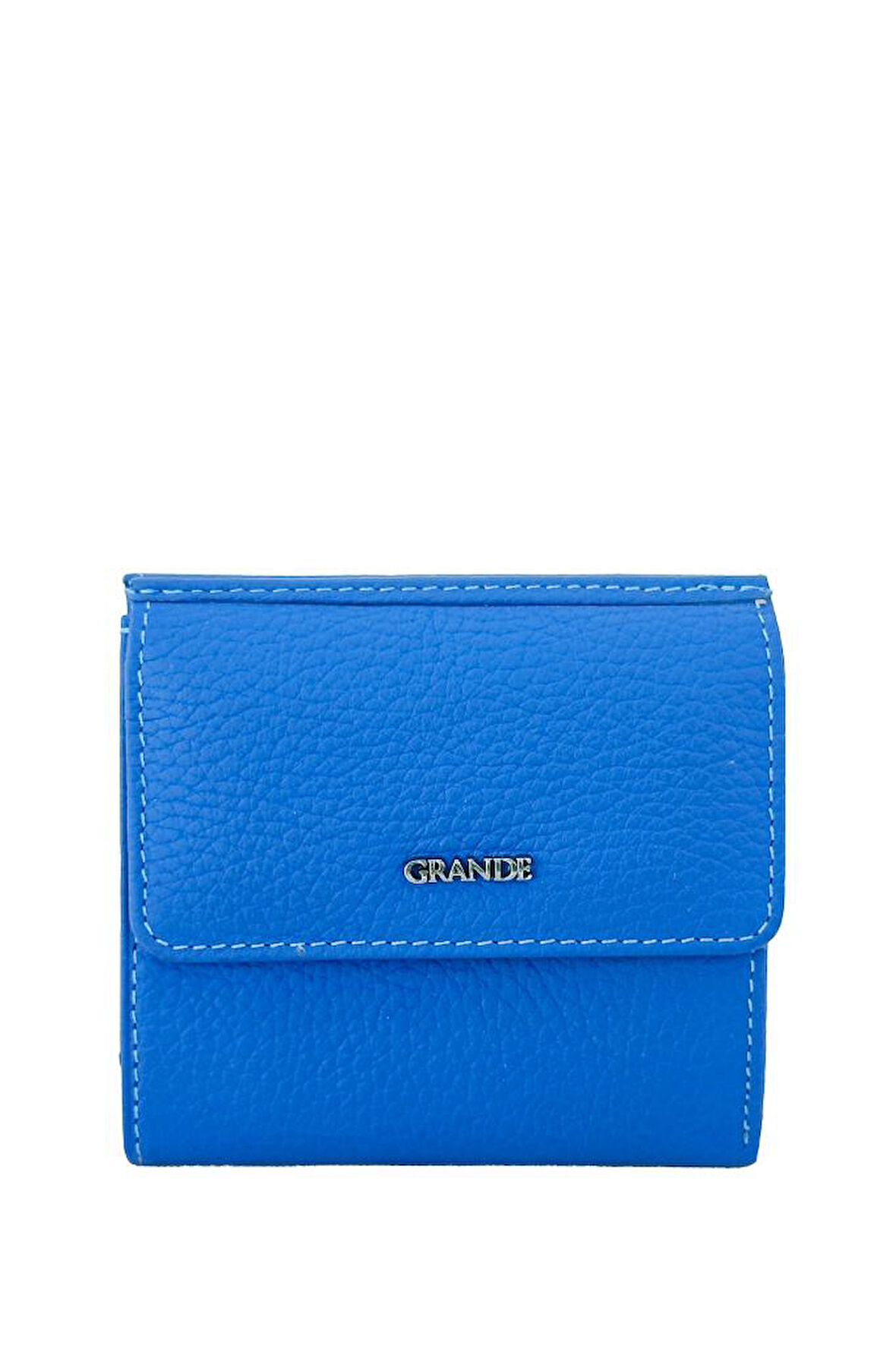 Grande Hakiki Deri Kadın Cüzdan Mavi 2765