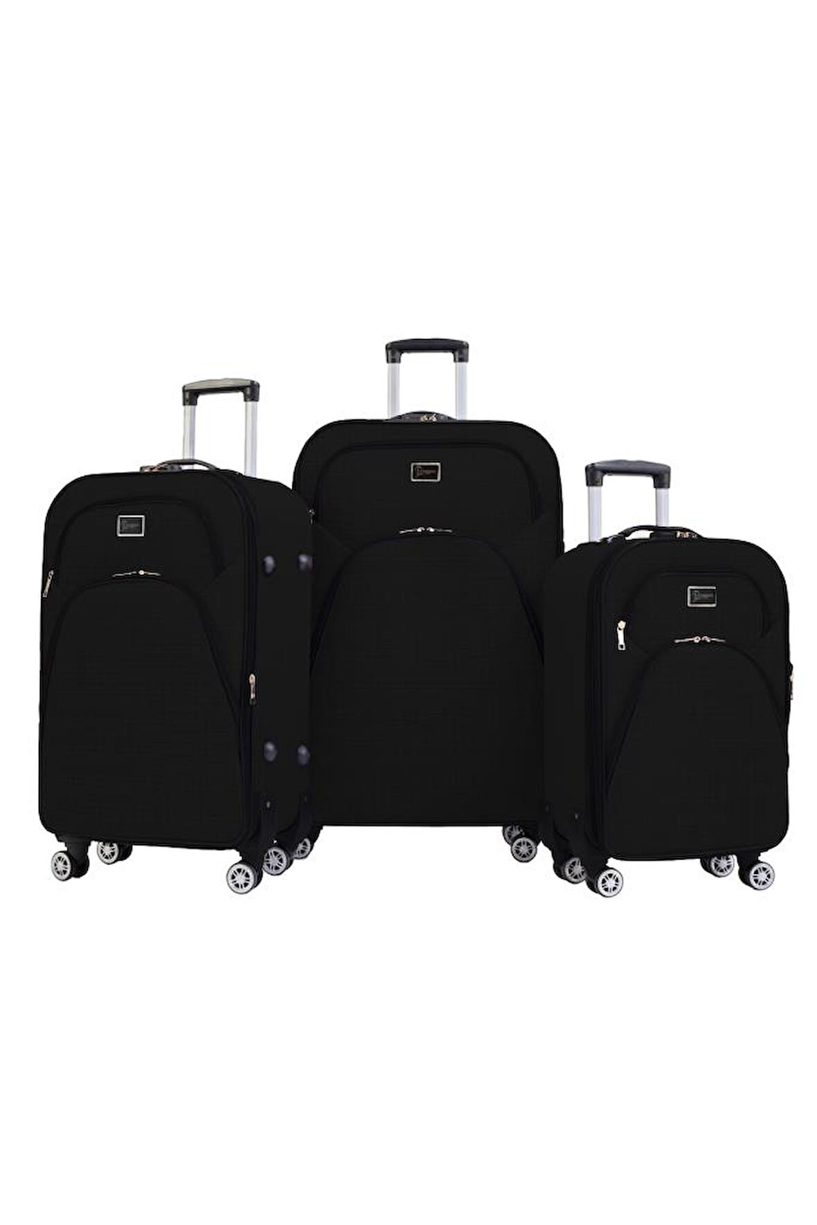 3'lü Valiz Seti 4 Teker Kumaş Valiz Siyah 1081