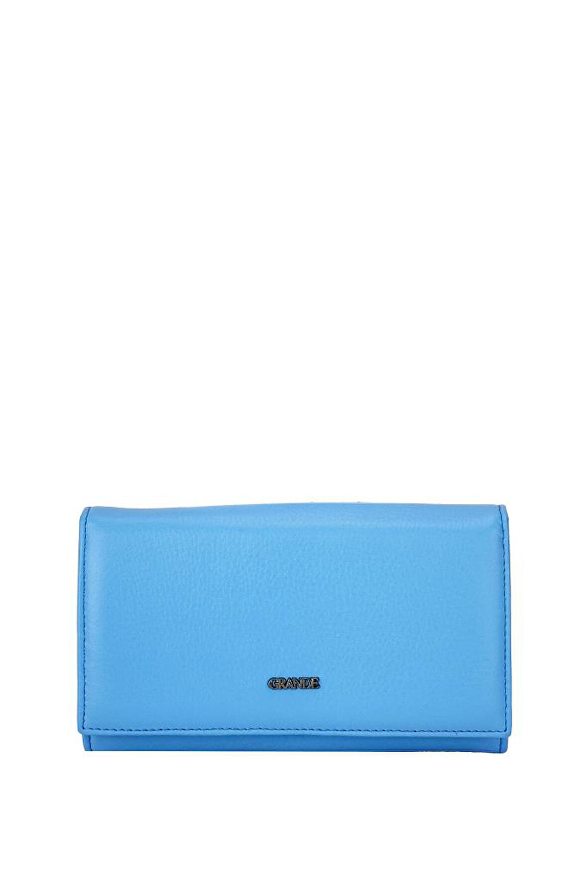 Grande Hakiki Deri Kadın Cüzdan Gök Mavi 2604