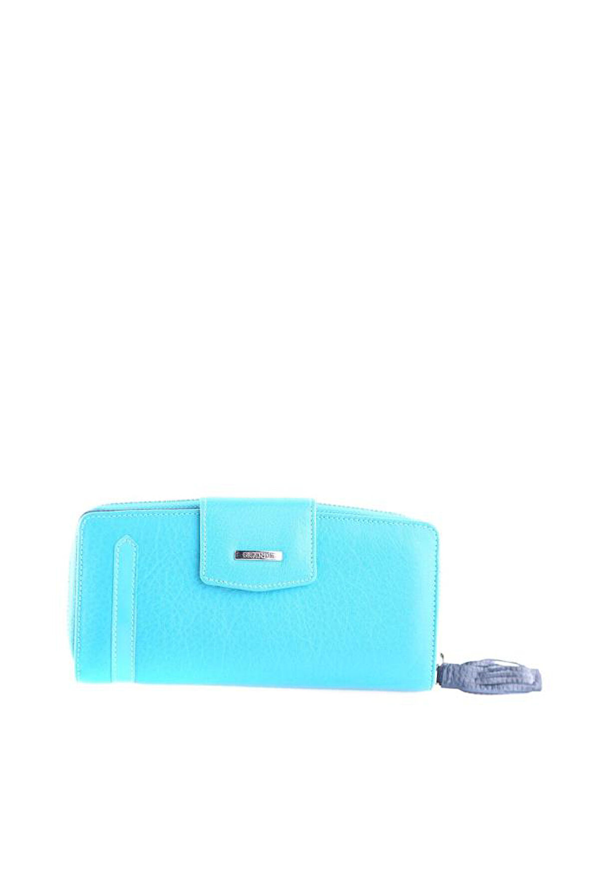 Grande Hakiki Deri Kadın Cüzdan Gök Mavi 2714