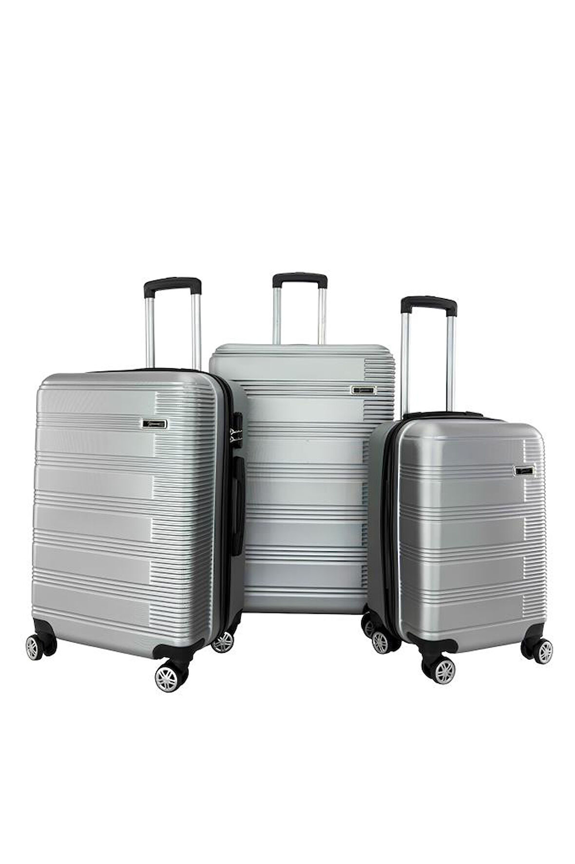 3'lü Valiz Seti ABS Valiz 4x2 Teker Gri 1451