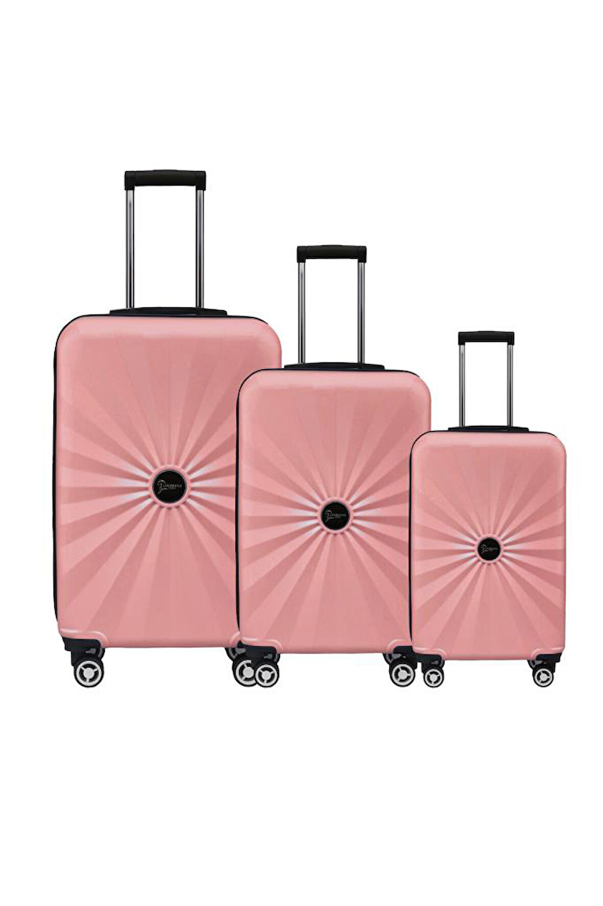 3'lü Valiz Seti Polikarbon Valiz 4x2 Teker Rose 1809
