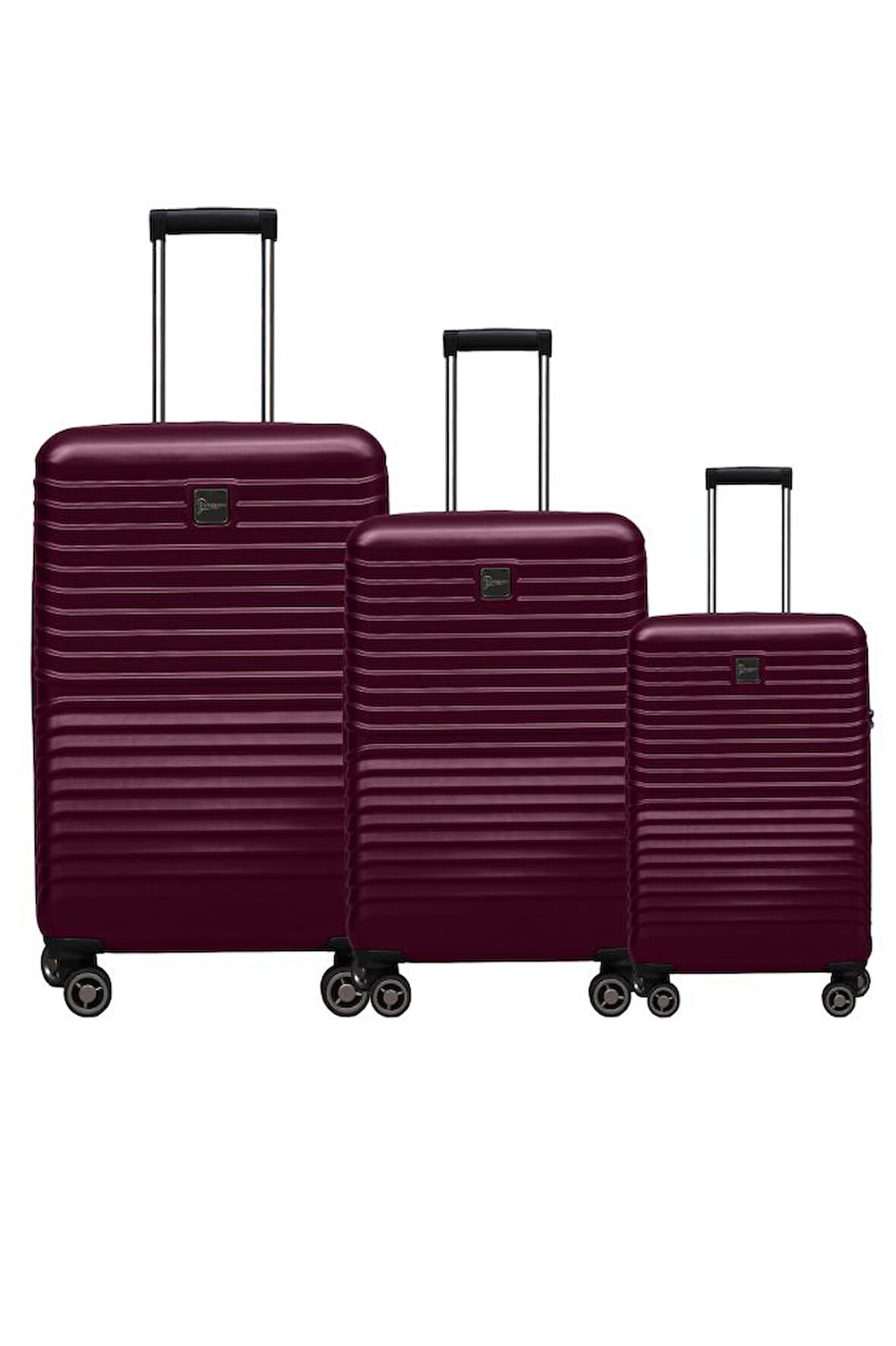 3'lü Valiz Seti Polikarbon Valiz 4x2 Teker Bordo 1811