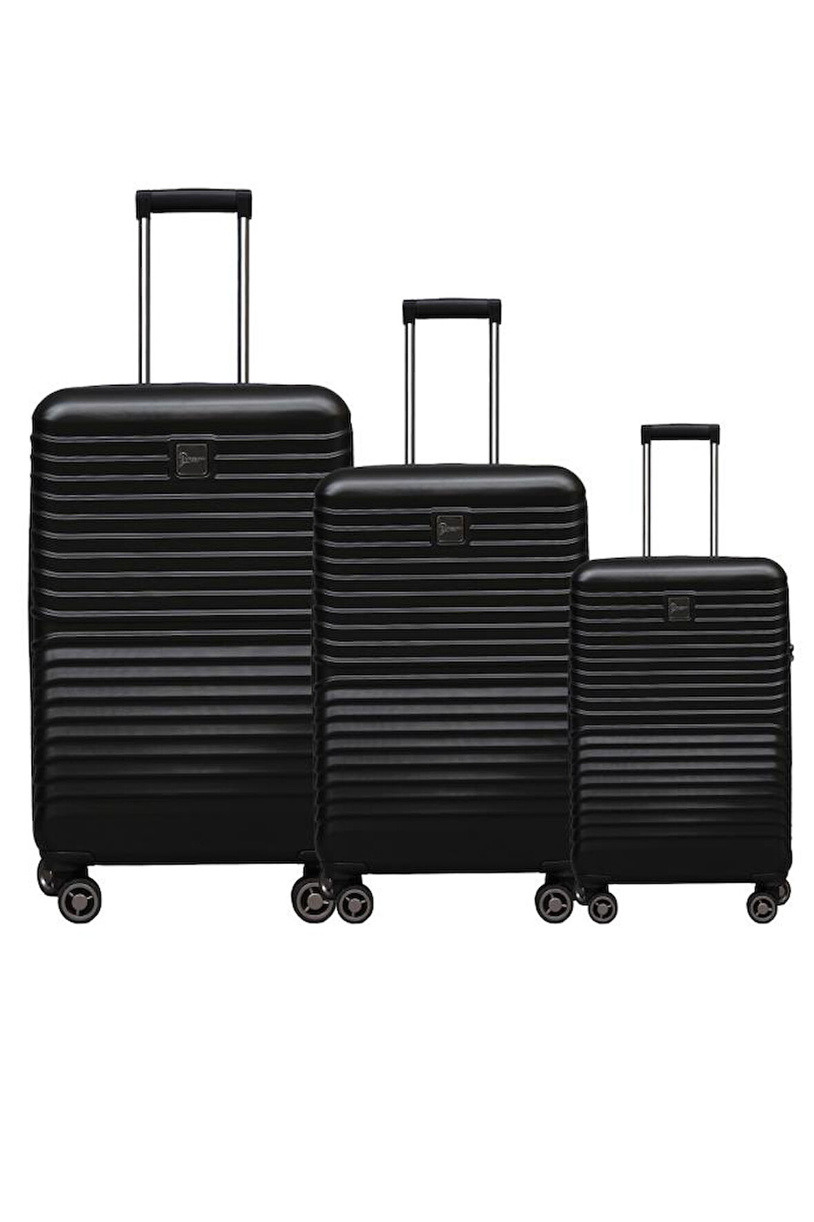 3'lü Valiz Seti Polikarbon Valiz 4x2 Teker Siyah 1811