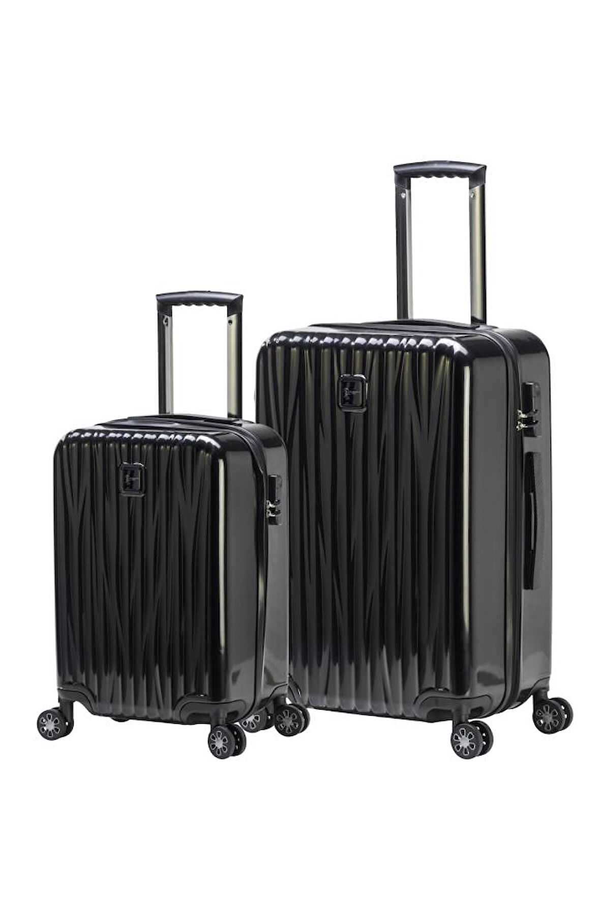 2'li Valiz Seti Polikarbon Orta Boy - Kabin Boy Valiz Siyah 1815