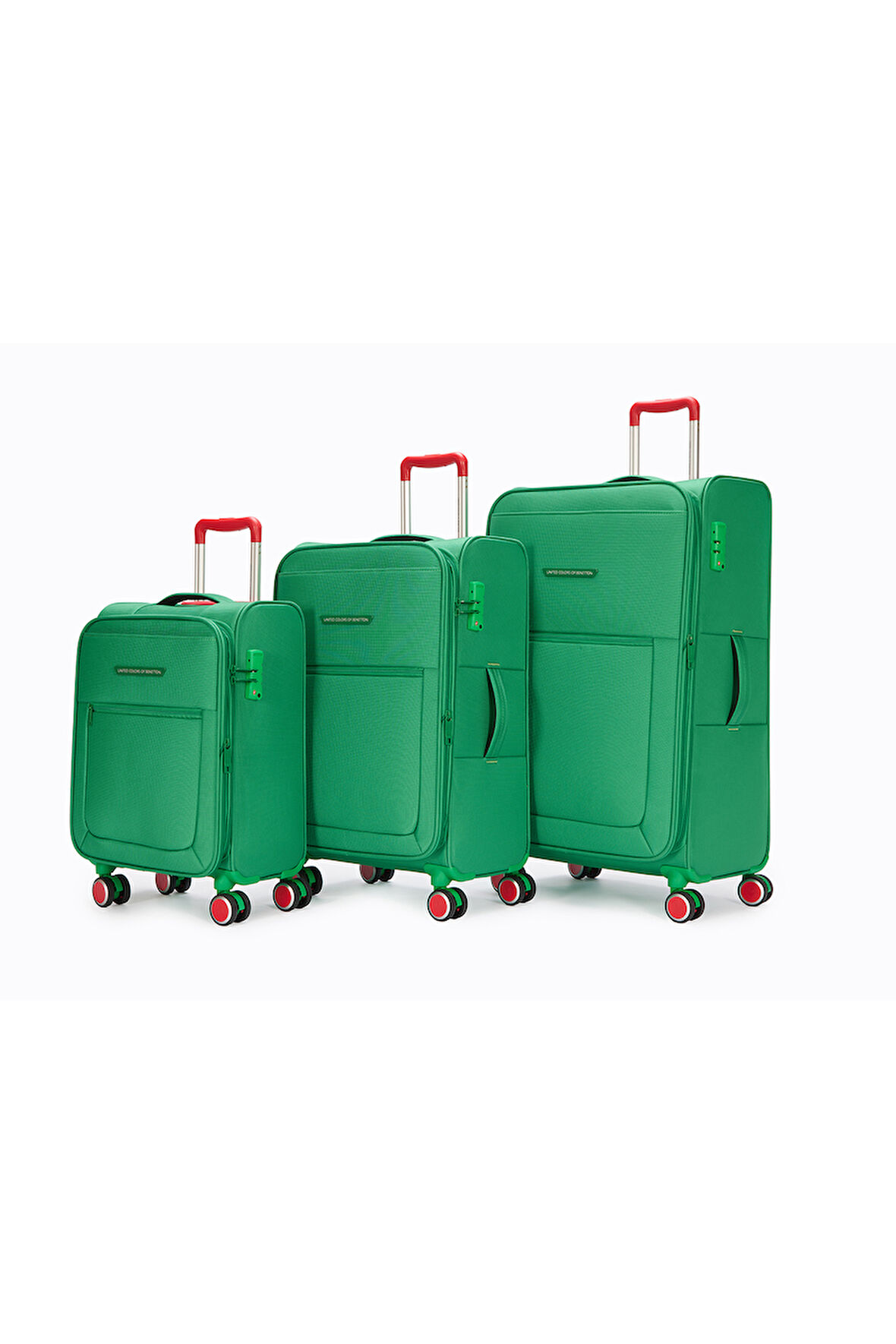 Benetton 3'lü Valiz Seti Lüx Kumaş Valiz Yeşil Bnt2800