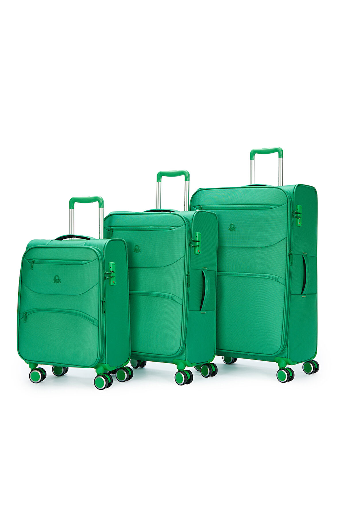 Benetton 3'lü Valiz Seti Lüx Kumaş Valiz Yeşil Bnt2400